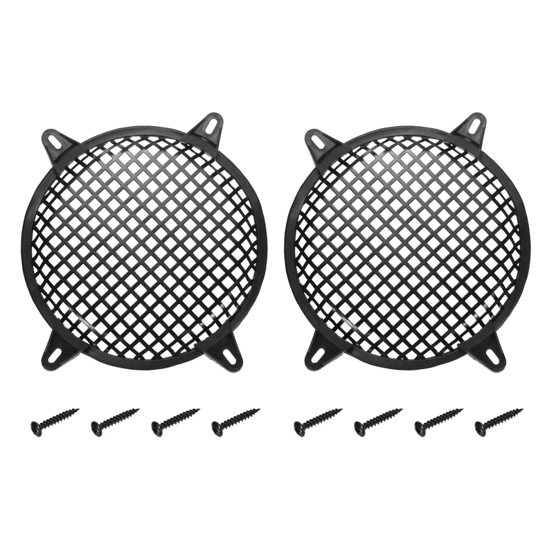 2 Pcs 8Inch Speaker Grill Cover Iron Subwoofer Protector Square Grille Black