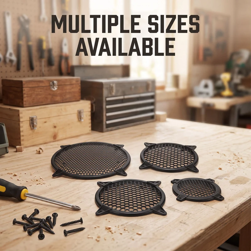 2 Pcs 8Inch Speaker Grill Cover Iron Subwoofer Protector Square Grille Black