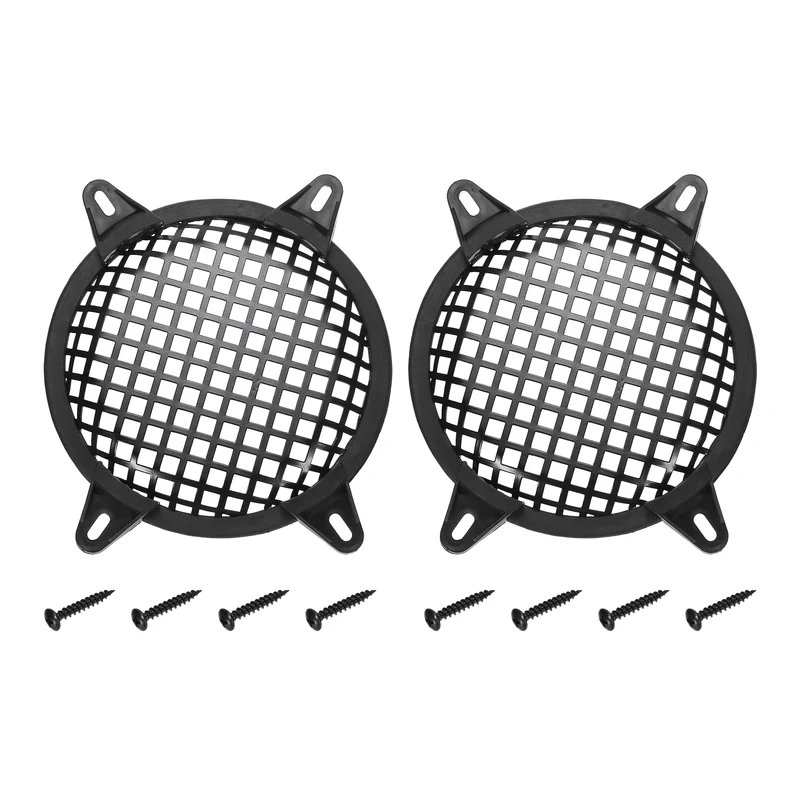 2 Pcs 6Inch Speaker Grill Cover Iron Subwoofer Protector Square Grille Black
