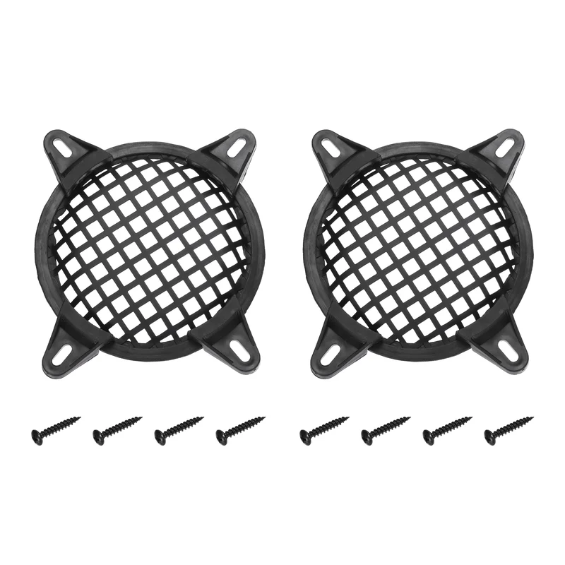 2 Pcs 5Inch Speaker Grill Cover Iron Subwoofer Protector Square Grille Black
