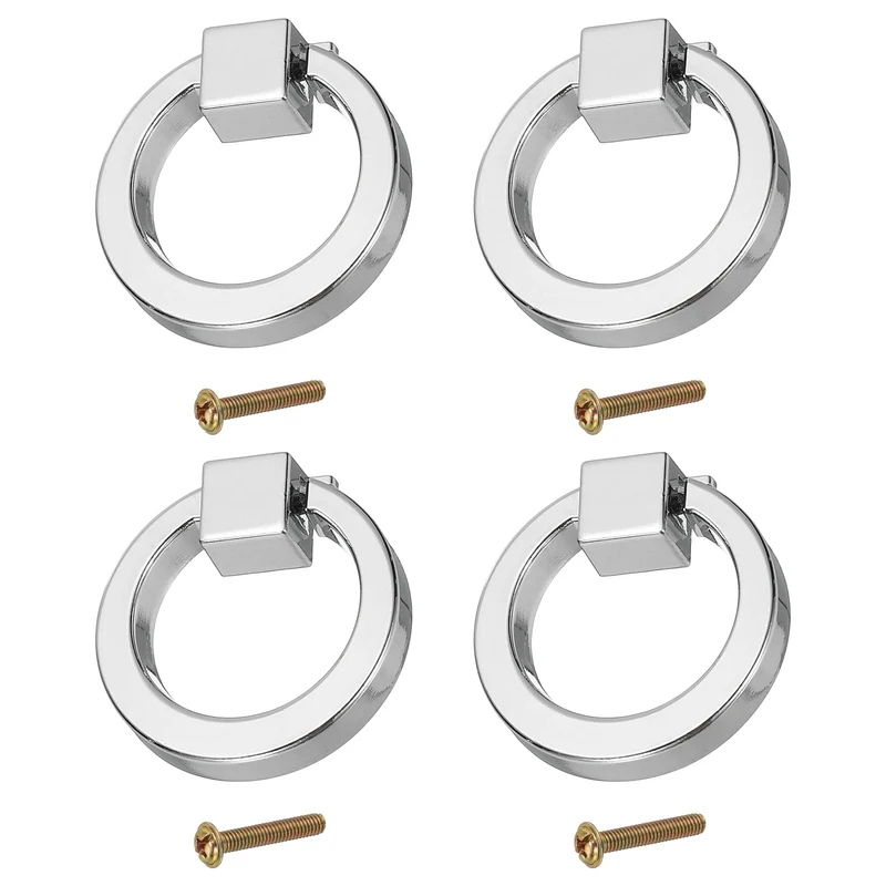 4Pack 1.57" Zinc Alloy Drawer Ring Pull Handles for Cupboard, Glossy