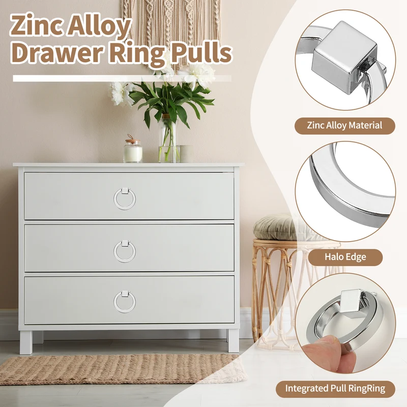 4Pack 1.57" Zinc Alloy Drawer Ring Pull Handles for Cupboard, Glossy
