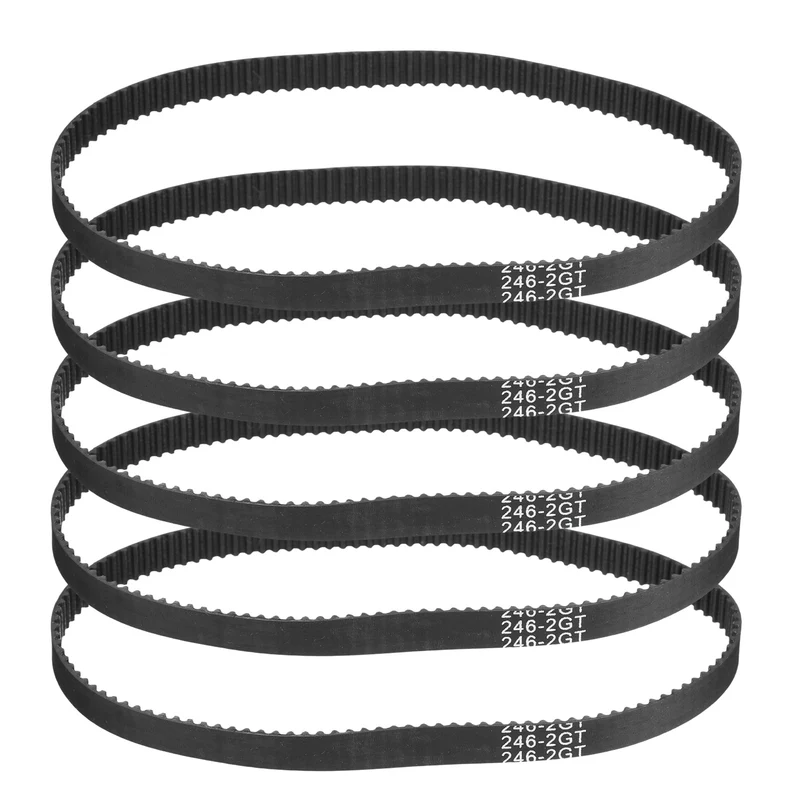246mm GT-2 Timing Belt, 5pcs 6mm Width 2mm Pitch 3D Printing Closed Loop, Black