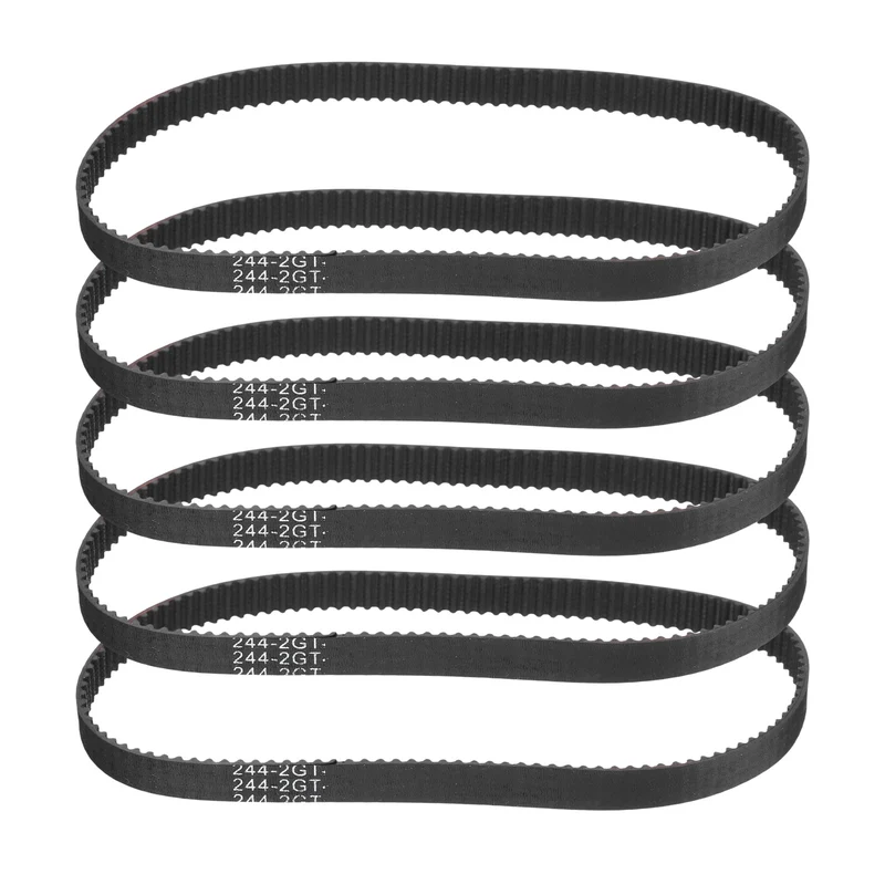 244mm GT-2 Timing Belt, 5pcs 6mm Width 2mm Pitch 3D Printing Closed Loop, Black