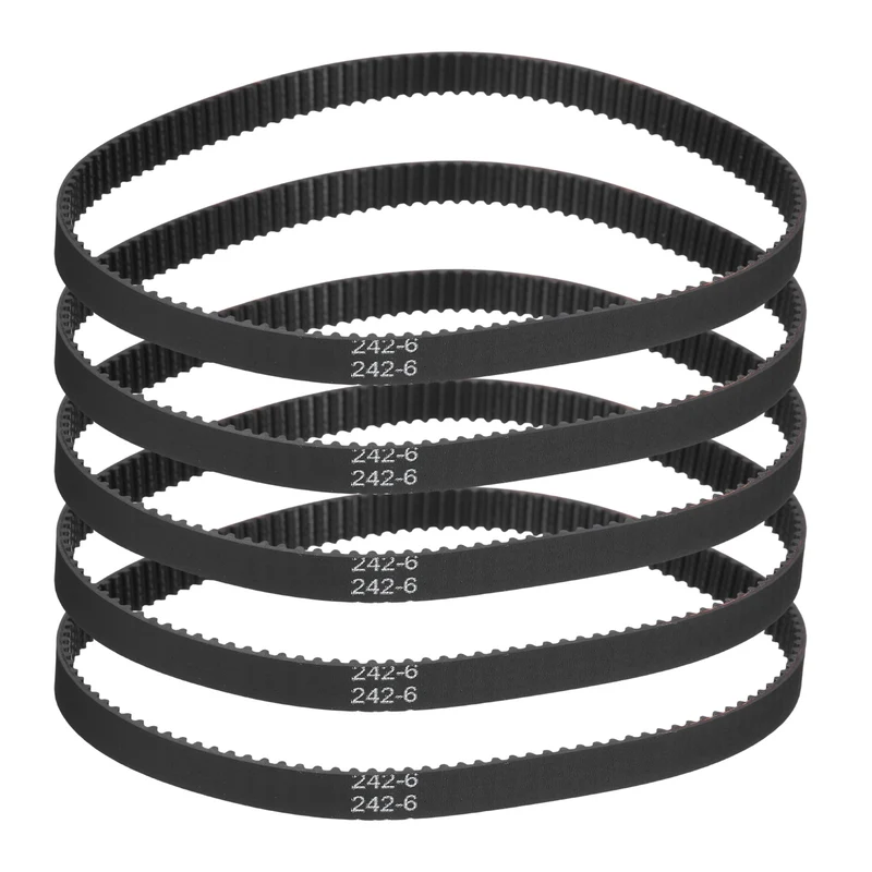242mm GT-2 Timing Belt, 5pcs 6mm Width 2mm Pitch 3D Printing Closed Loop, Black