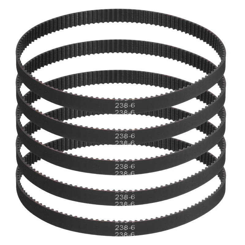 238mm GT-2 Timing Belt, 5pcs 6mm Width 2mm Pitch 3D Printing Closed Loop, Black