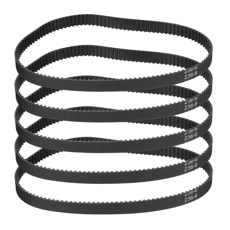 236mm GT-2 Timing Belt, 5pcs 6mm Width 2mm Pitch 3D Printing Closed Loop, Black