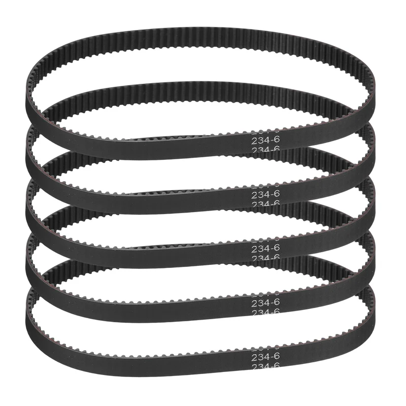 234mm GT-2 Timing Belt, 5pcs 6mm Width 2mm Pitch 3D Printing Closed Loop, Black