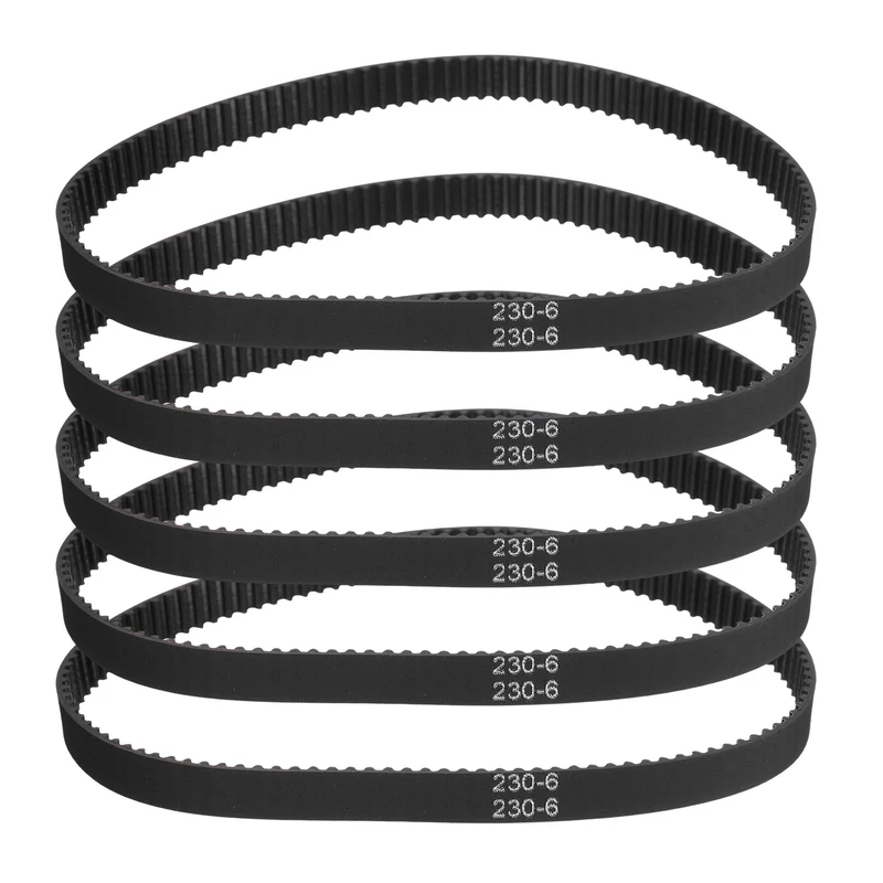 230mm GT-2 Timing Belt, 5pcs 6mm Width 2mm Pitch 3D Printing Closed Loop, Black