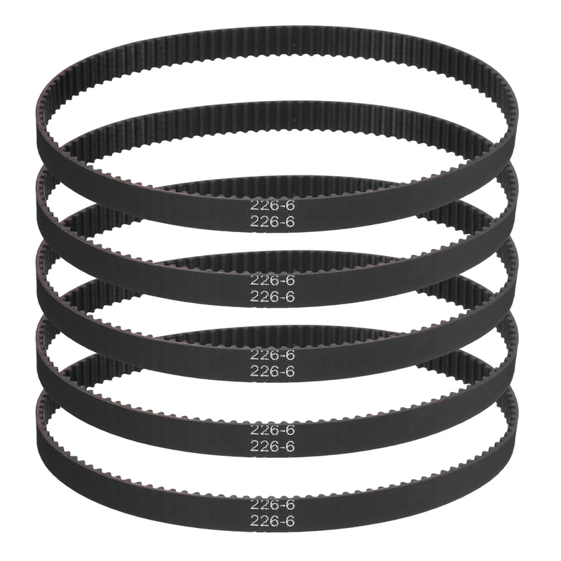 226mm GT-2 Timing Belt, 5pcs 6mm Width 2mm Pitch 3D Printing Closed Loop, Black