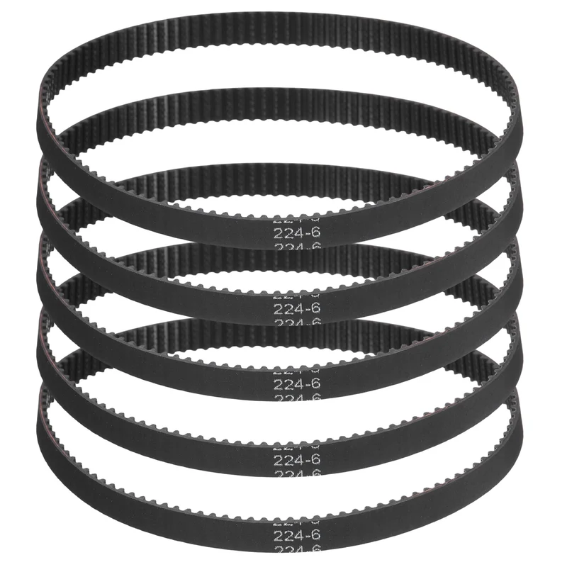 224mm GT-2 Timing Belt, 5pcs 6mm Width 2mm Pitch 3D Printing Closed Loop, Black
