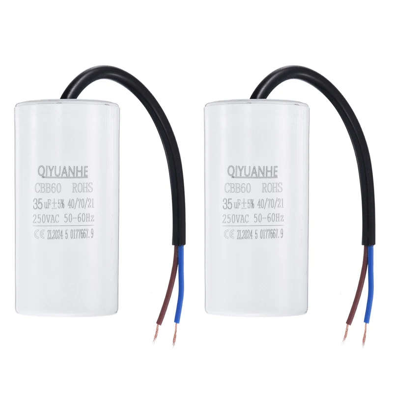 2Pcs CBB60 35uf Running Capacitor 250VAC 50/60Hz 100x50mm