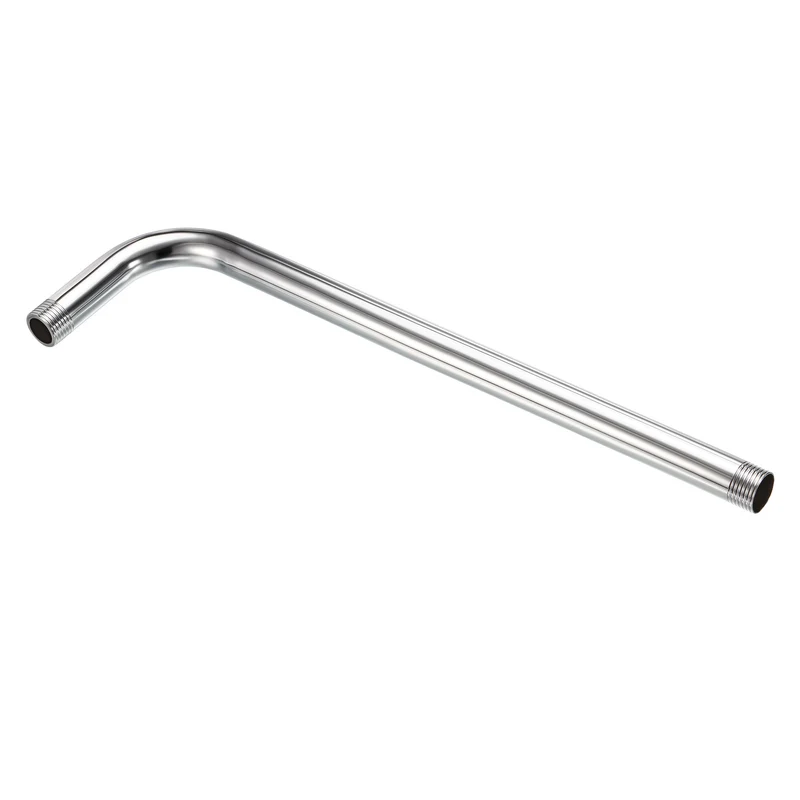 G1/2 Male Thread Shower Arm, 1 Pack 16.14" Length Stainless Steel Wall-Mounted Extension Pipe Connector for Fixed Shower Head, Silver