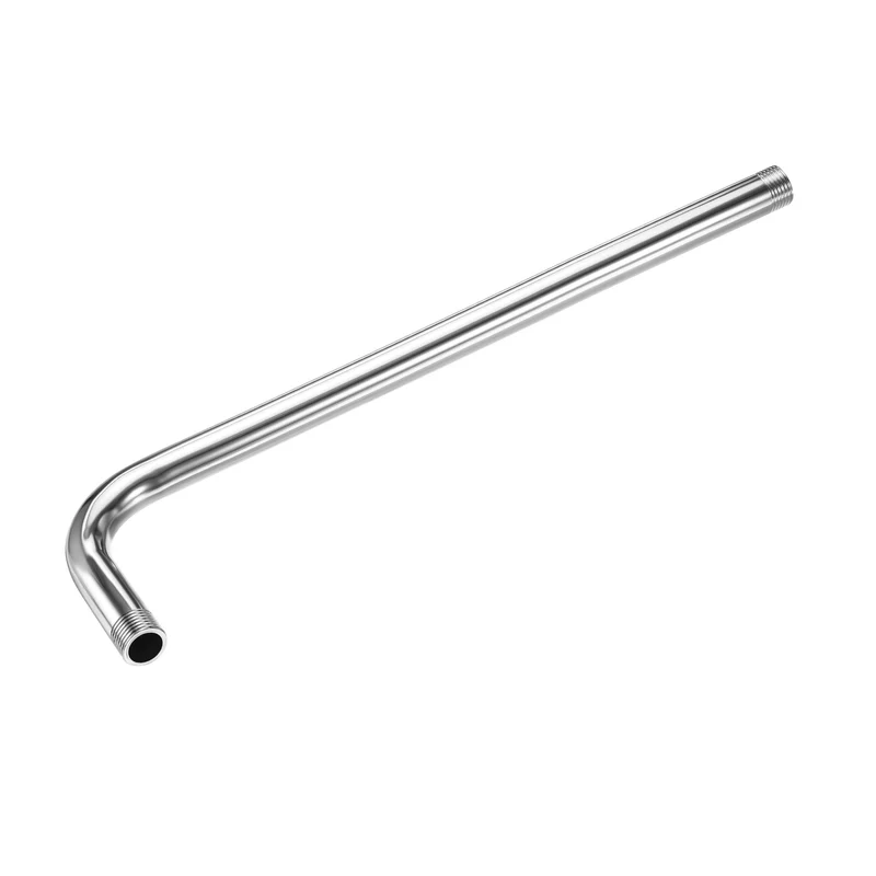 G1/2 Male Thread Shower Arm, 1 Pack 16.14" Length Stainless Steel Wall-Mounted Extension Pipe Connector for Fixed Shower Head, Silver