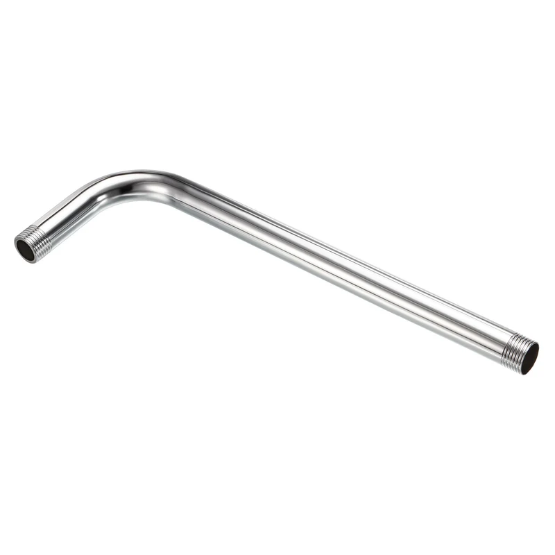 G1/2 Male Thread Shower Arm, 1 Pack 12.2" Length Stainless Steel Wall-Mounted Extension Pipe Connector for Fixed Shower Head, Silver