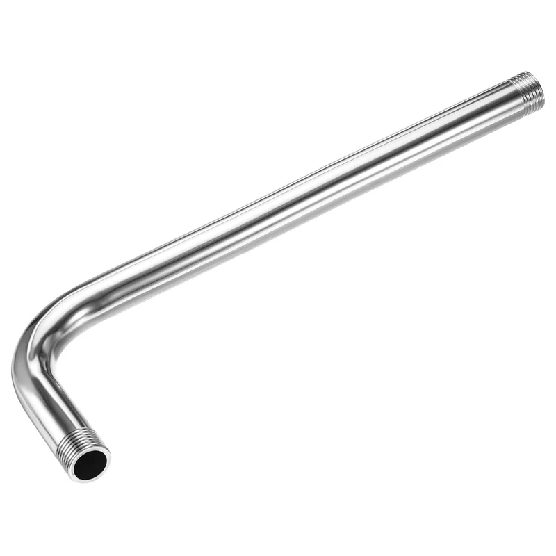 G1/2 Male Thread Shower Arm, 1 Pack 12.2" Length Stainless Steel Wall-Mounted Extension Pipe Connector for Fixed Shower Head, Silver