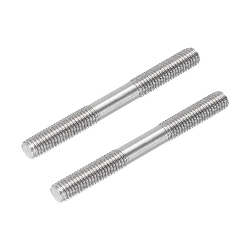 304 Stainless Steel Push Rod Double End Threaded Rod M8x80mm, Pack of 2