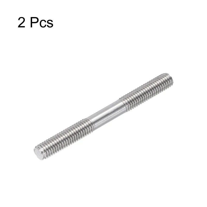304 Stainless Steel Push Rod Double End Threaded Rod M8x80mm, Pack of 2