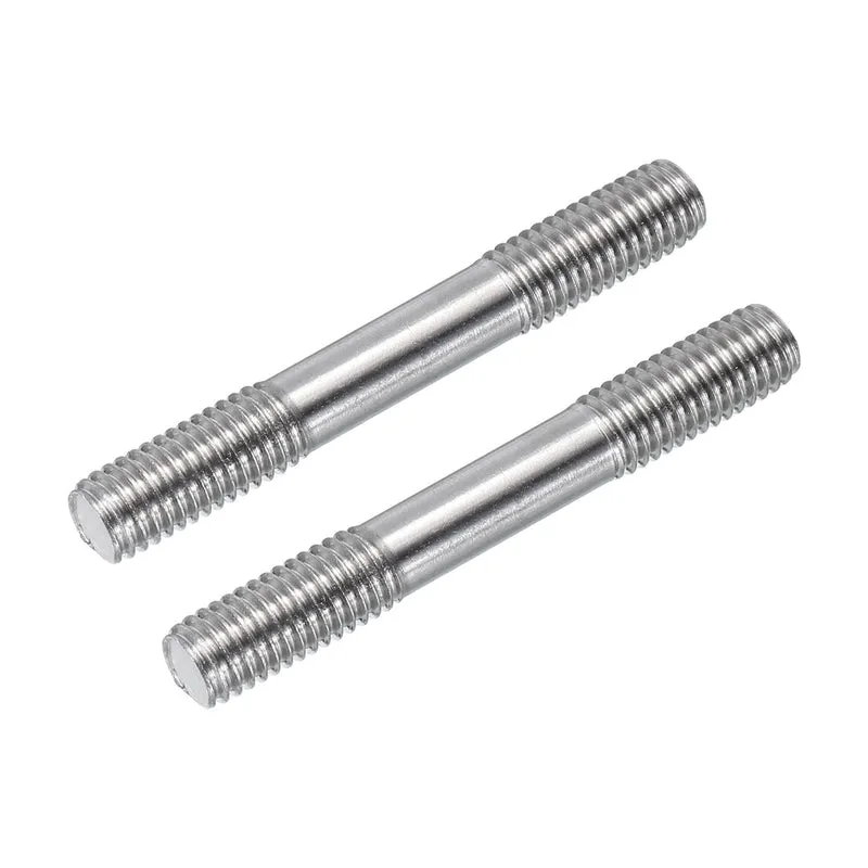 304 Stainless Steel Push Rod Double End Threaded Rod M8x60mm, Pack of 2