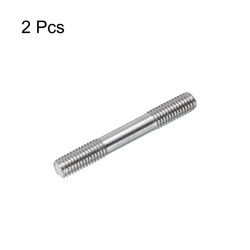 304 Stainless Steel Push Rod Double End Threaded Rod M8x60mm, Pack of 2