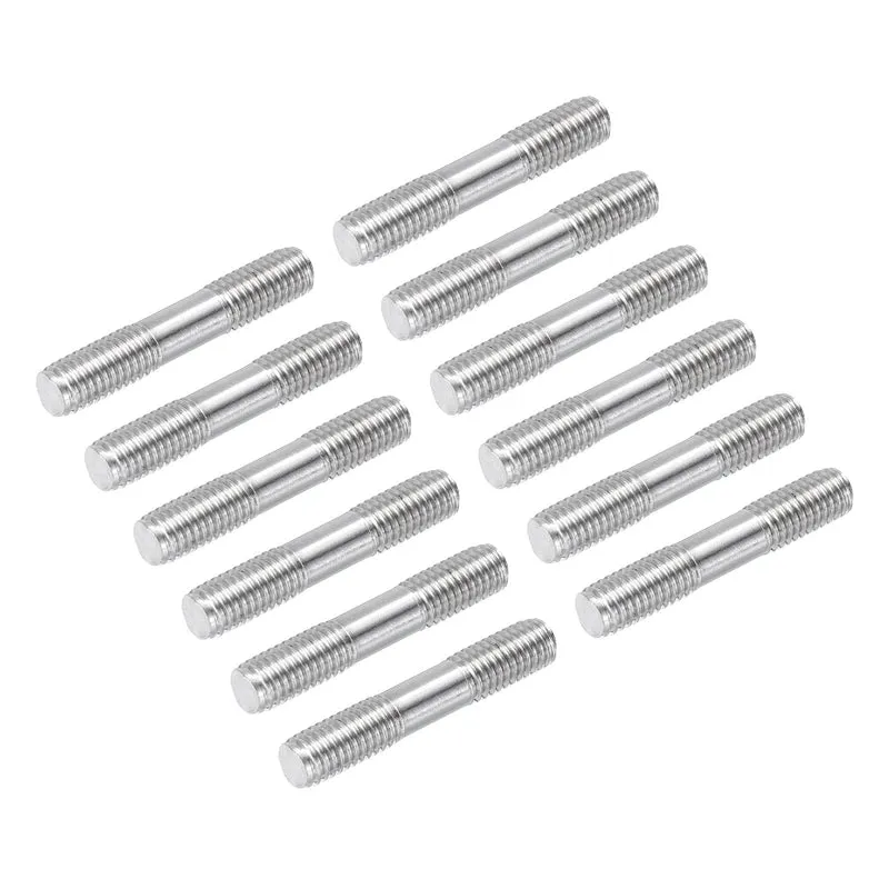 304 Stainless Steel Push Rod Double End Threaded Rod M8x45mm, Pack of 12