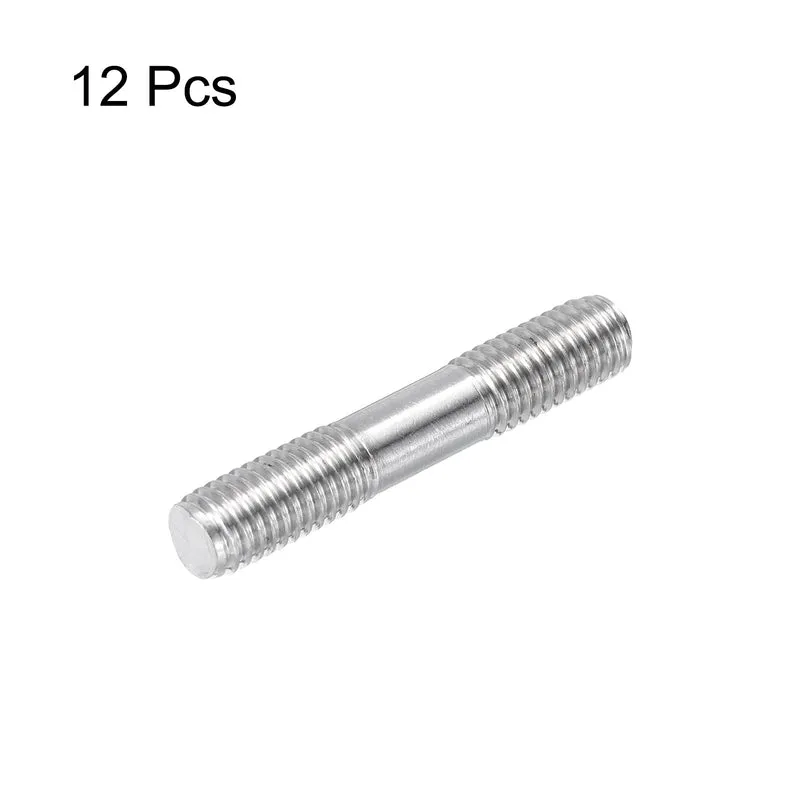 304 Stainless Steel Push Rod Double End Threaded Rod M8x45mm, Pack of 12