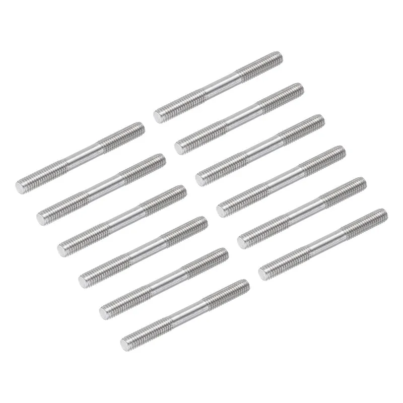 304 Stainless Steel Push Rod Double End Threaded Rod M6x60mm, Pack of 12