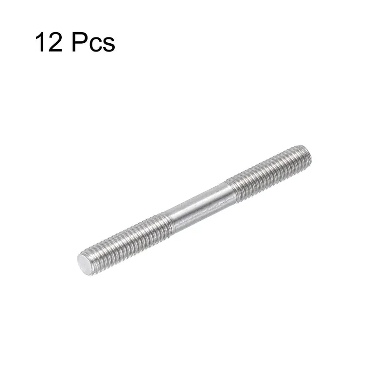 304 Stainless Steel Push Rod Double End Threaded Rod M6x60mm, Pack of 12