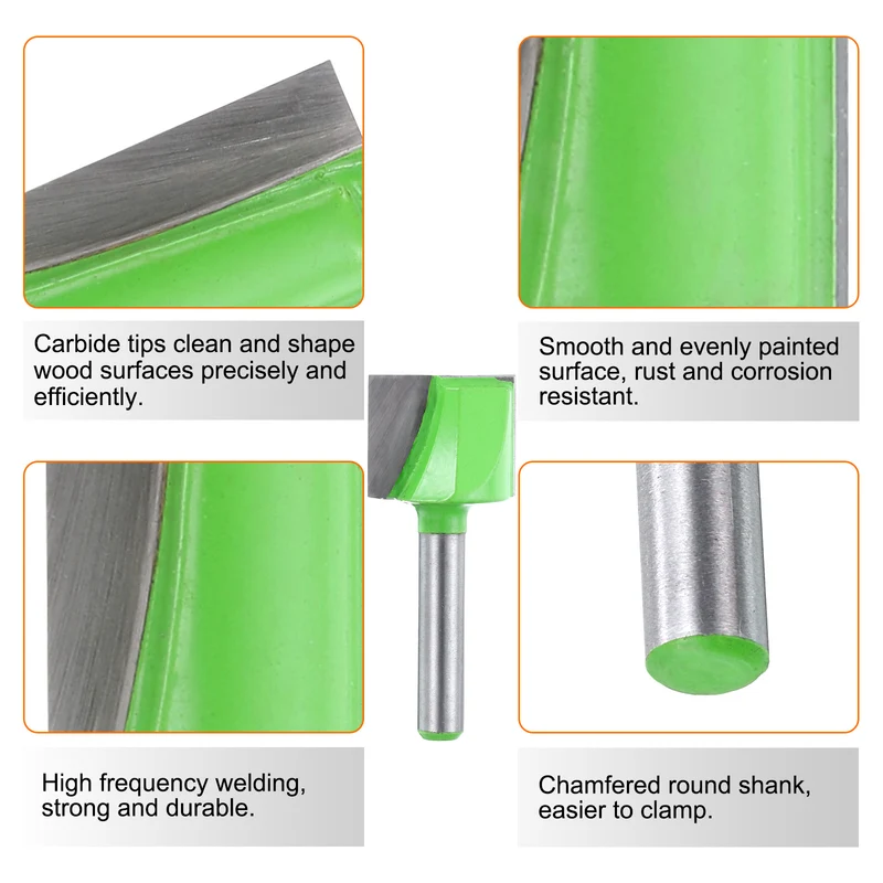 2pcs Bottom Cleaning Router Bits 1/4" Shank 25/32" x 5/8" Cut Carbide Tipped