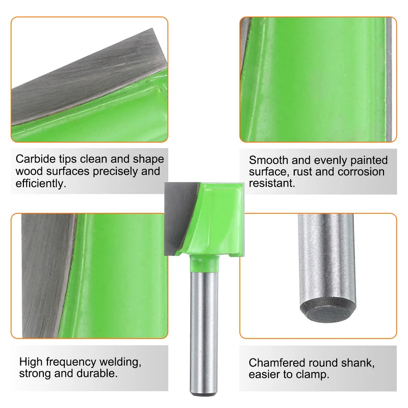 2pcs Bottom Cleaning Router Bits 1/4" Shank 23/32" x 5/8" Cut Carbide Tipped