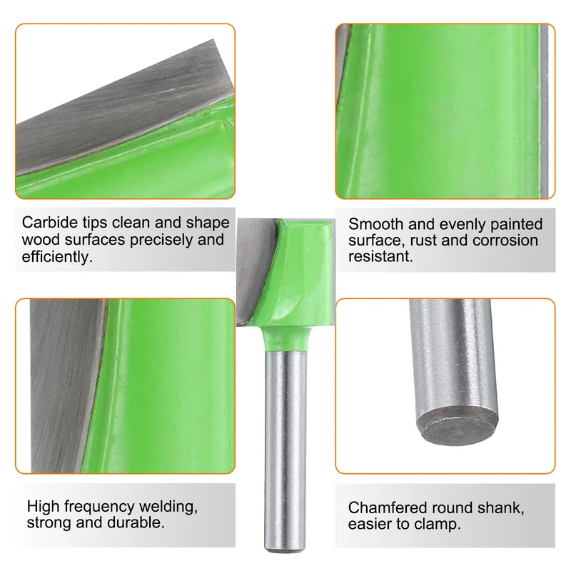 2pcs Bottom Cleaning Router Bits 1/4" Shank 19/32" x 5/8" Cut Carbide Tipped