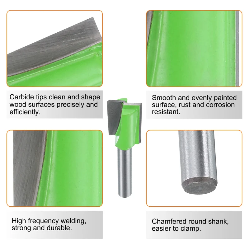 2pcs Bottom Cleaning Router Bits 1/4" Shank 9/16" x 25/32" Cut Carbide Tipped