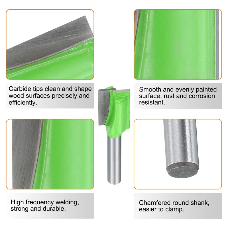 2pcs Bottom Cleaning Router Bits 1/4" Shank 1/2" x 25/32" Cut Carbide Tipped