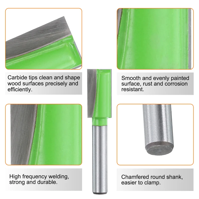 2pcs Bottom Cleaning Router Bits 1/4" Shank 25/64" x 25/32" Cut Carbide Tipped
