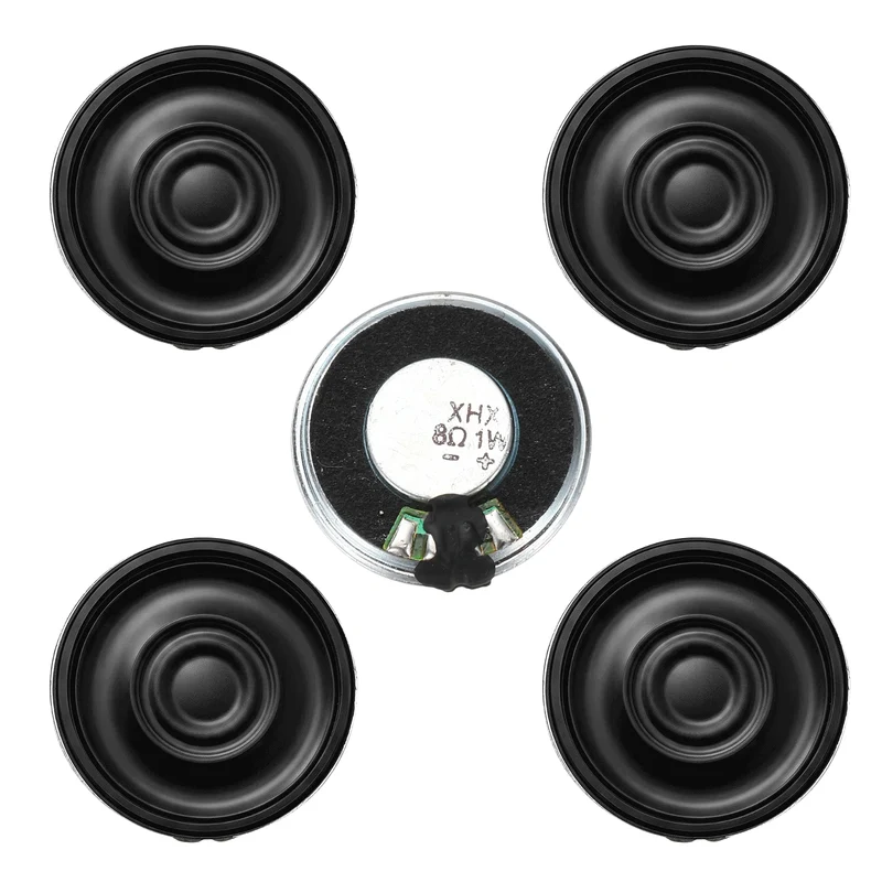 5Pcs 8 Ohm 1W 26mm Dia Round Micro Speaker Iron Shell Black