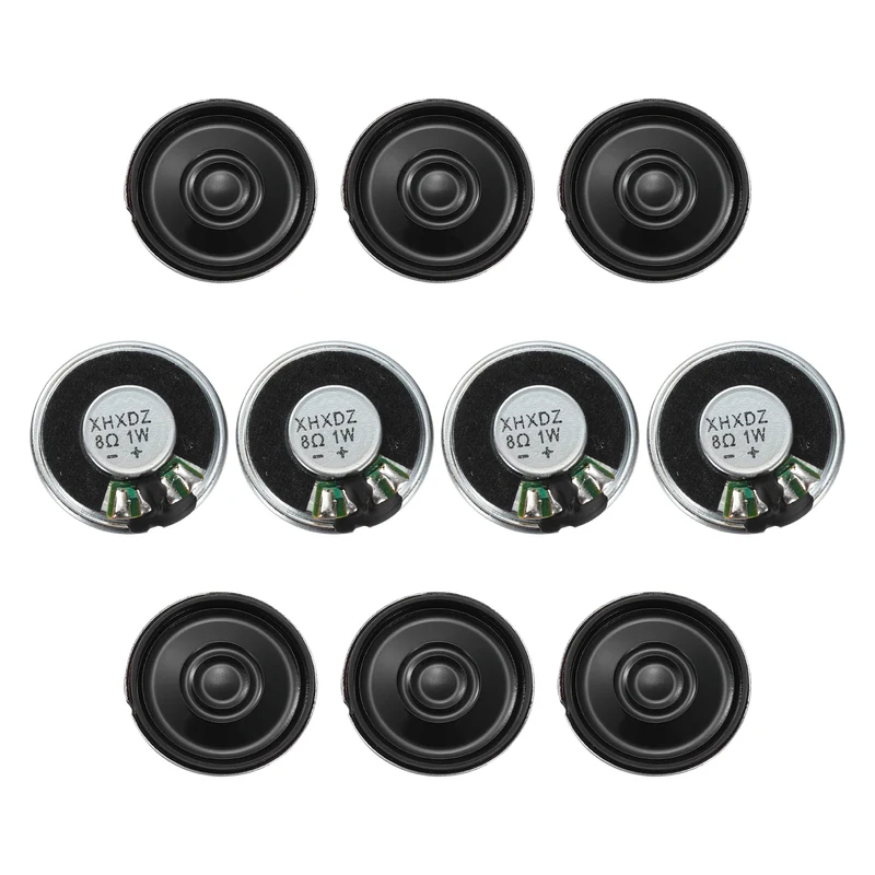10Pcs 8 Ohm 1W 23mm Dia Round Micro Speaker Iron Shell Black