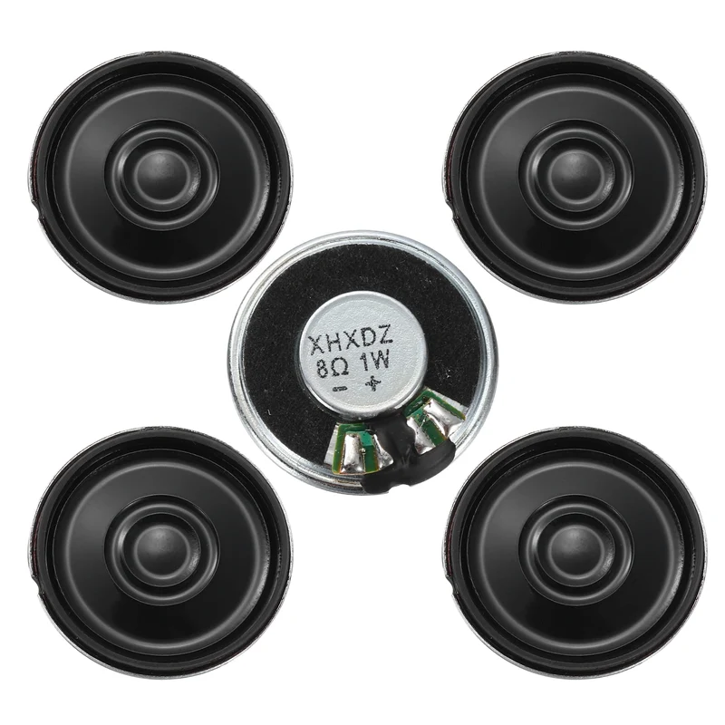 5Pcs 8 Ohm 1W 23mm Dia Round Micro Speaker Iron Shell Black