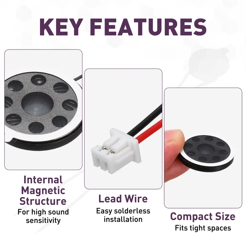 8Pcs 1W 8 Ohm 26mm Small Round Internal Magnetic Speaker with 2.0mm Terminal