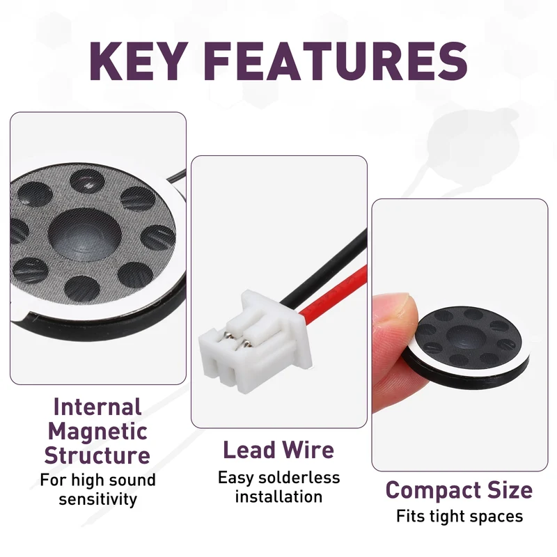 4Pcs 1W 8 Ohm 26mm Small Round Internal Magnetic Speaker with 2.0mm Terminal