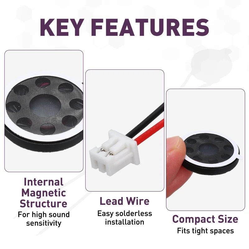 8Pcs 1W 8 Ohm 25mm Small Round Internal Magnetic Speaker with 2.0mm Terminal