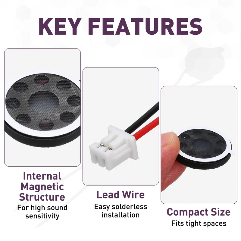 4Pcs 1W 8 Ohm 25mm Small Round Internal Magnetic Speaker with 2.0mm Terminal