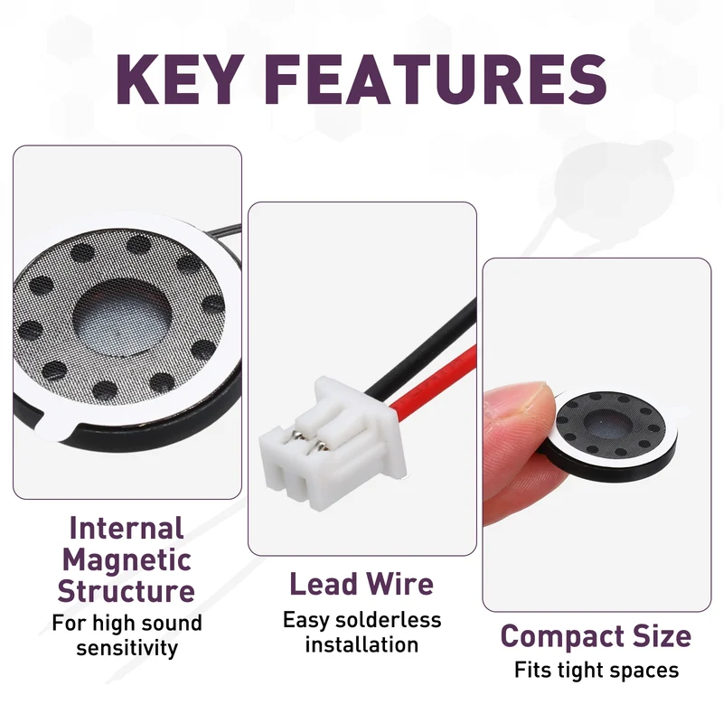 8Pcs 1W 8 Ohm 23mm Small Round Internal Magnetic Speaker with 2.0mm Terminal