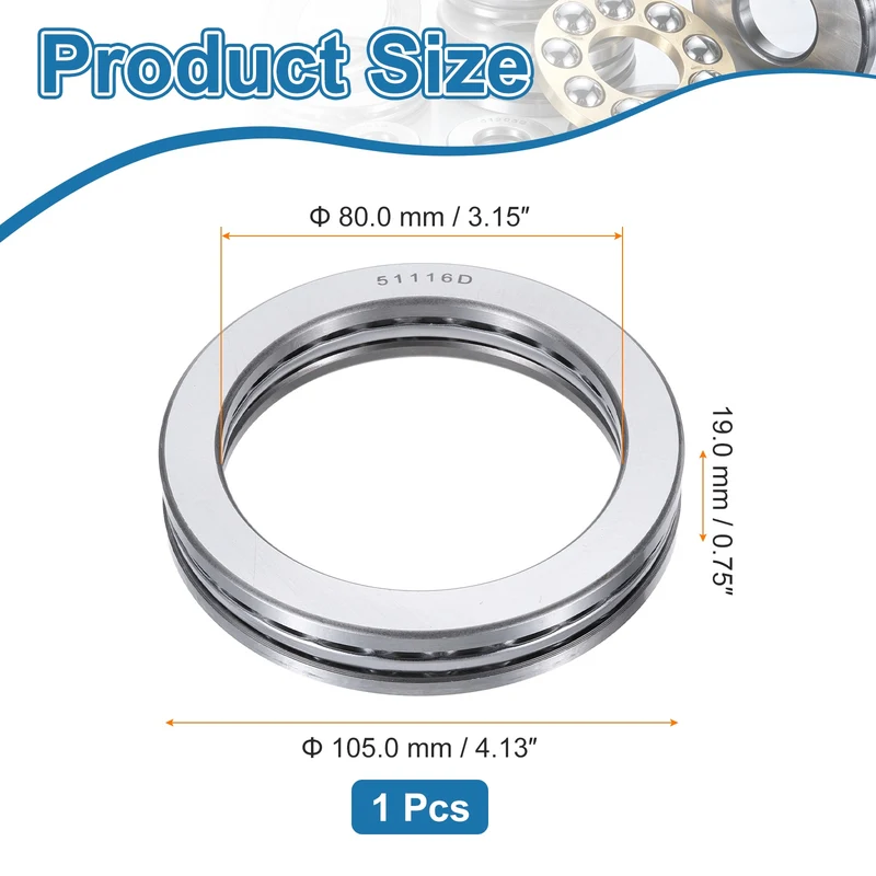 51116D Thrust Ball Bearing, Axial Ball Bearing 80x105x19mm
