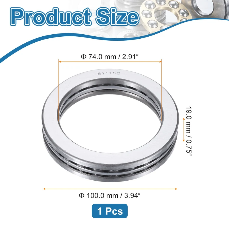51115D Thrust Ball Bearing, Axial Ball Bearing 74x100x19mm
