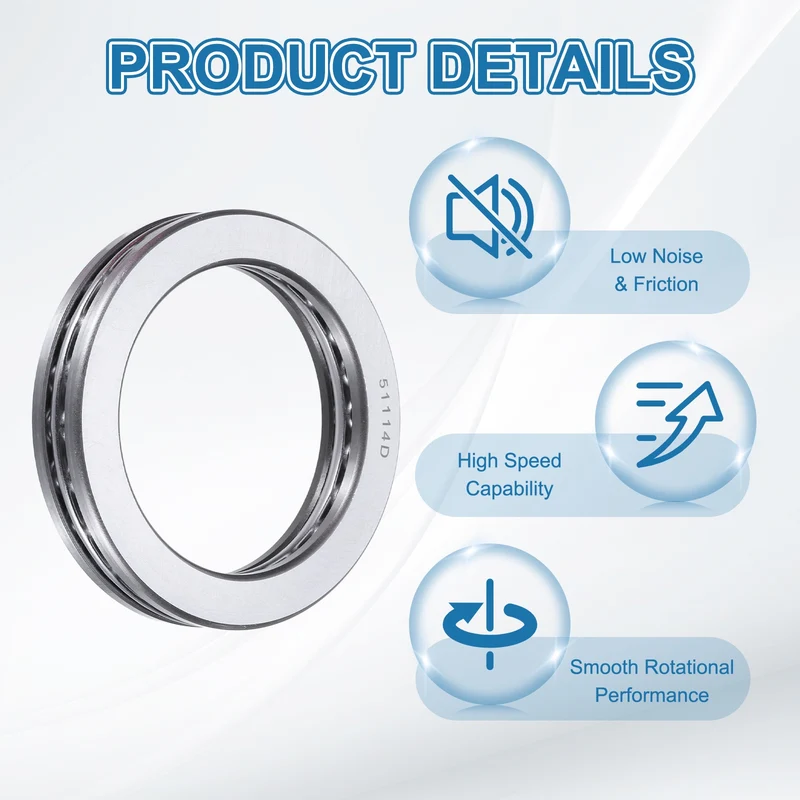51113D Thrust Ball Bearing, Axial Ball Bearing 64.5x89.5x18mm 2Pcs