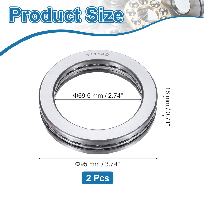 51113D Thrust Ball Bearing, Axial Ball Bearing 69.5x95x18mm