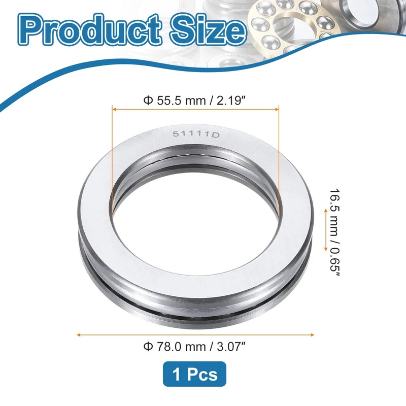 51111D Thrust Ball Bearing, Axial Ball Bearing 55.5x78x16.5mm