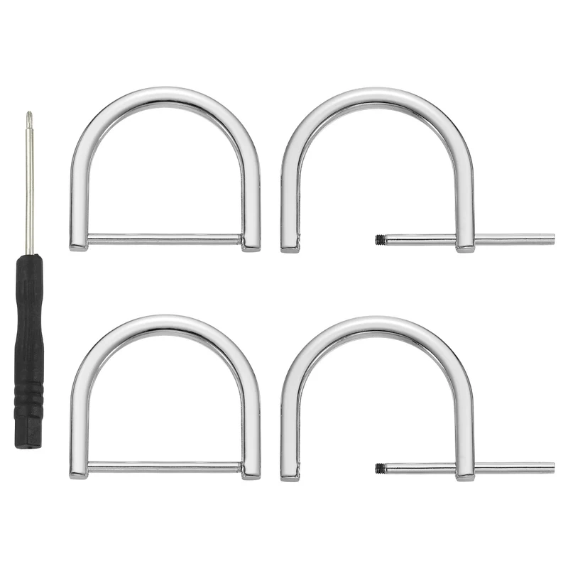 4Pcs 1-1/2 Inch D-Rings Screw in Shackle Horseshoe U Shape D Rings, Silver