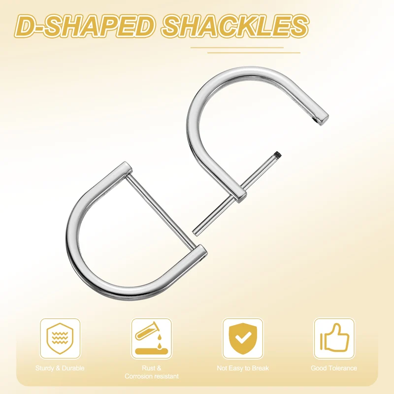 4Pcs 1-1/2 Inch D-Rings Screw in Shackle Horseshoe U Shape D Rings, Silver