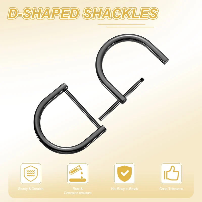 4Pcs 1-1/2 Inch D-Rings Screw in Shackle Horseshoe U Shape D Rings, Black